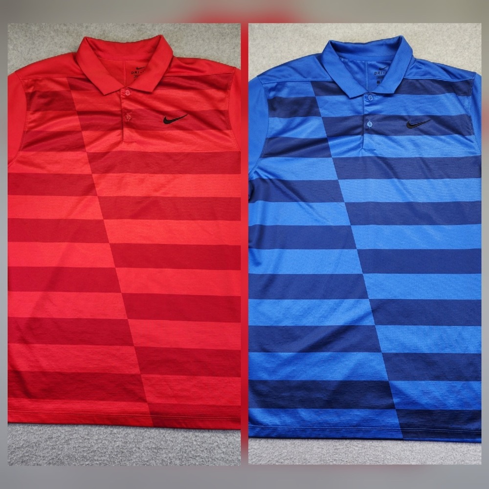 Nike Lot Of 2 Dri-Fit Performance Golf Polo Shirts Mens L Hacked Standard‎ Fit